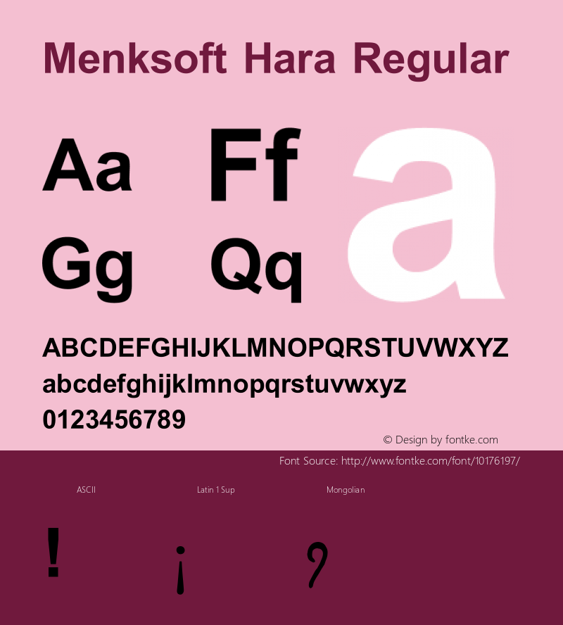 Menksoft Hara Regular Version 1.1 Font Sample