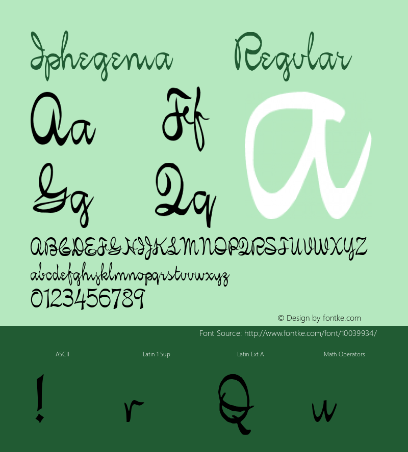 Iphegenia™ Regular Altsys Fontographer 4.0.3 7/2/95 Font Sample