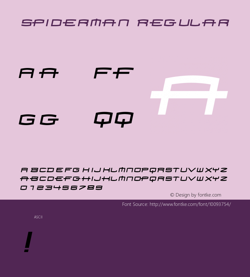 Spiderman Regular Macromedia Fontographer 4.1 7/25/97 Font Sample