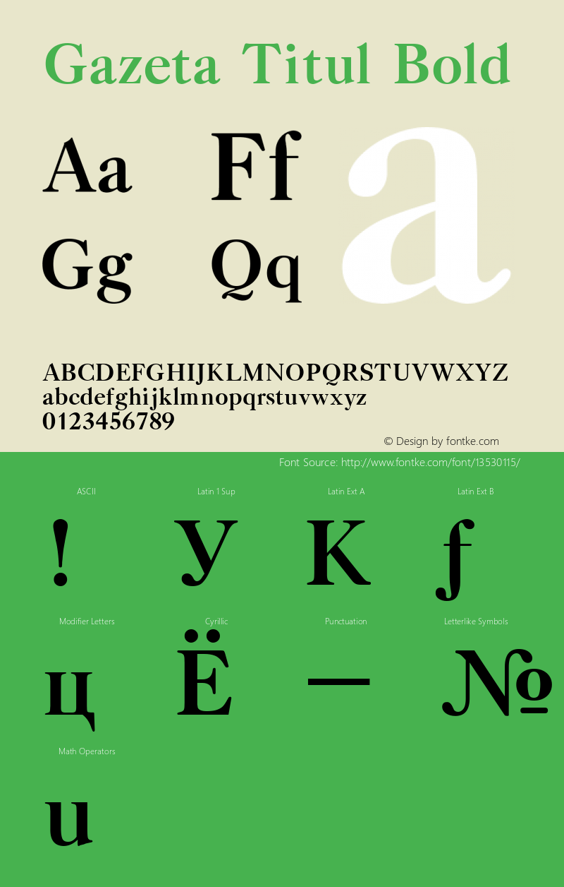 Gazeta Titul Bold 001.001 Font Sample