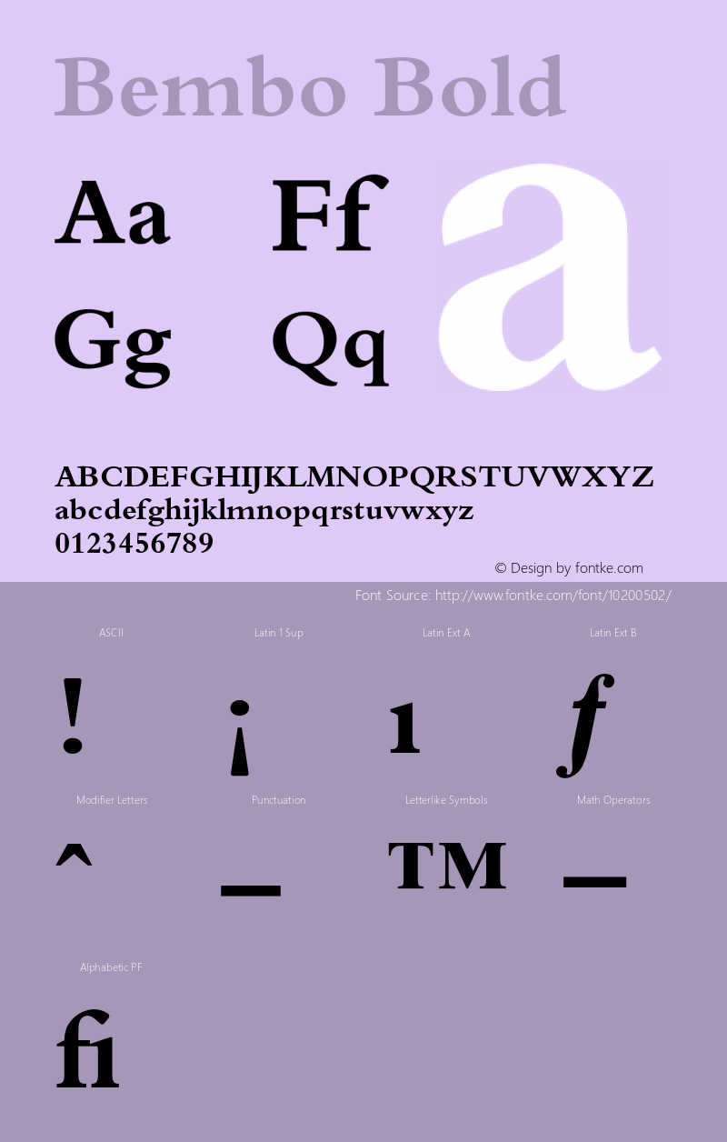 Bembo Bold 3 Font Sample