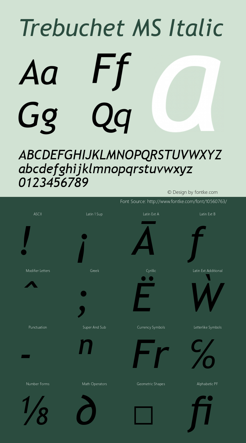 Trebuchet MS Italic Version 5.00 Font Sample