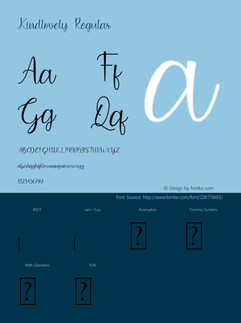 Kindlovely Version 1.00;December 28, 2021;FontCreator 13.0.0.2683 64-bit图片样张