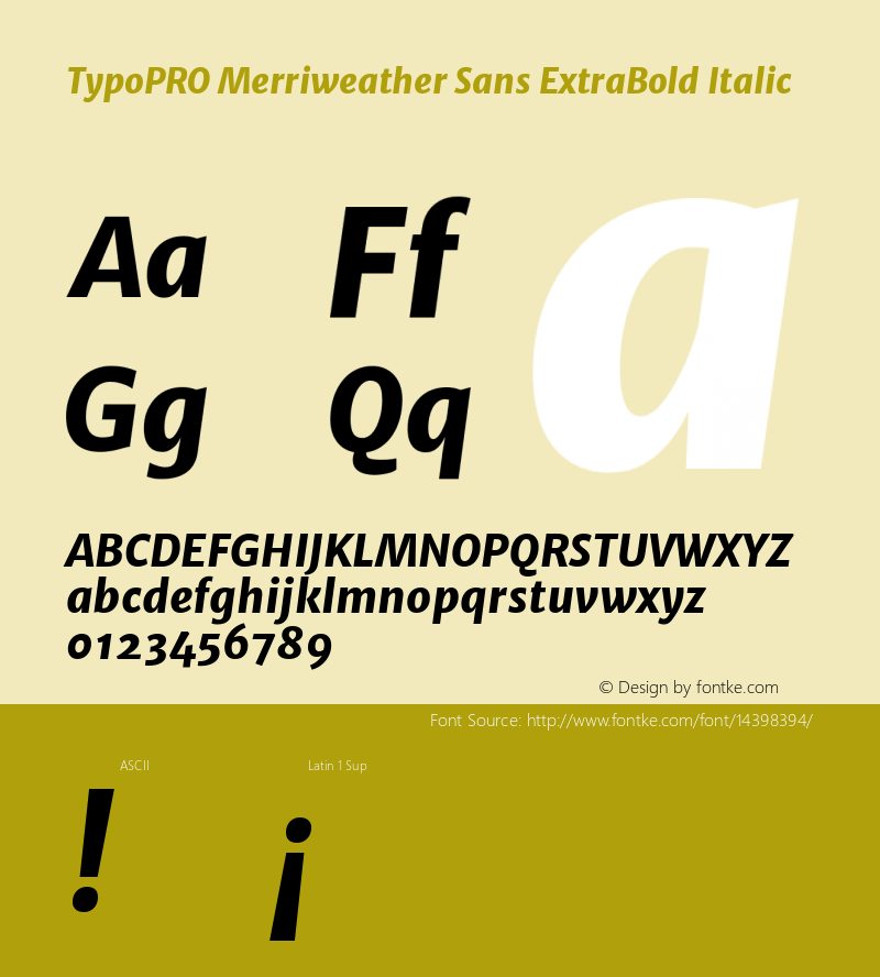 TypoPRO Merriweather Sans ExtraBold Italic Version 1.000 Font Sample