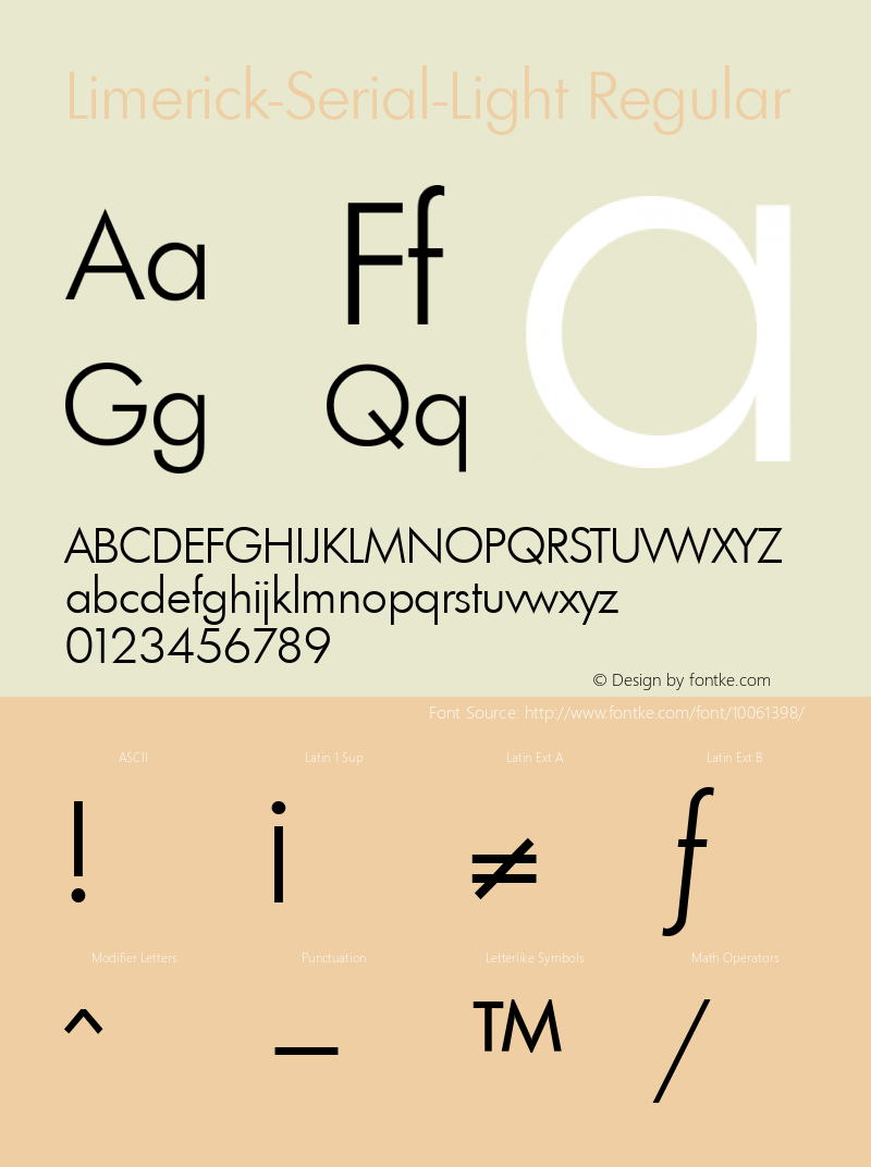 Limerick-Serial-Light Regular 1.0 Sat Oct 19 15:16:16 1996 Font Sample