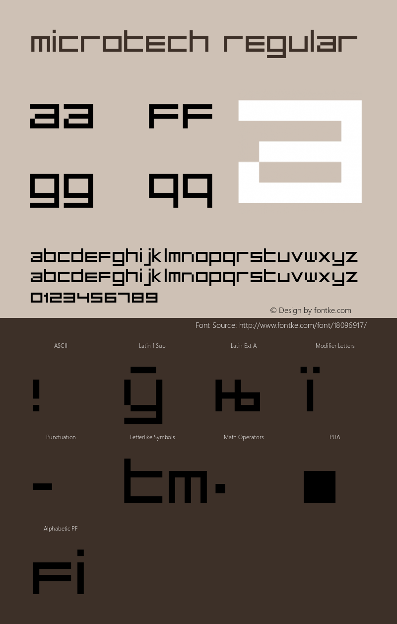 MicroTech Regular Version 1.2; 2001 Font Sample