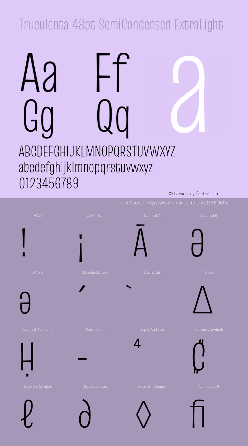 Truculenta 48pt SemiCondensed ExtraLight Version 1.002图片样张