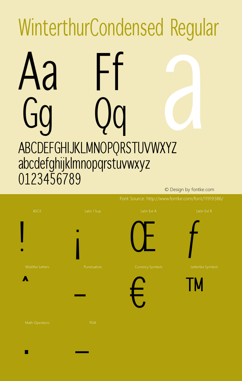 WinterthurCondensed Regular 1.0 2004-07-15 Font Sample