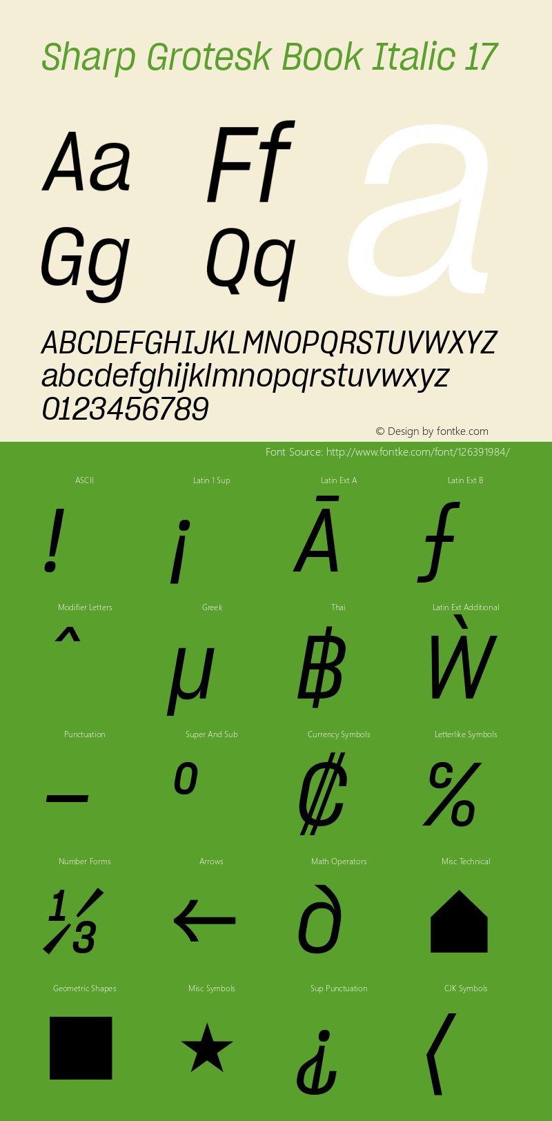 Sharp Grotesk Book Italic 17 Version 1.003 Font Sample