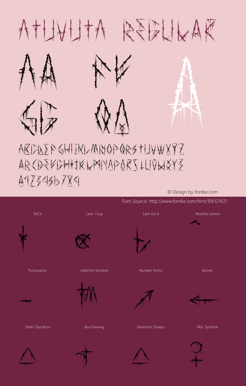 ATUVUTA Regular Version 1.000 Font Sample