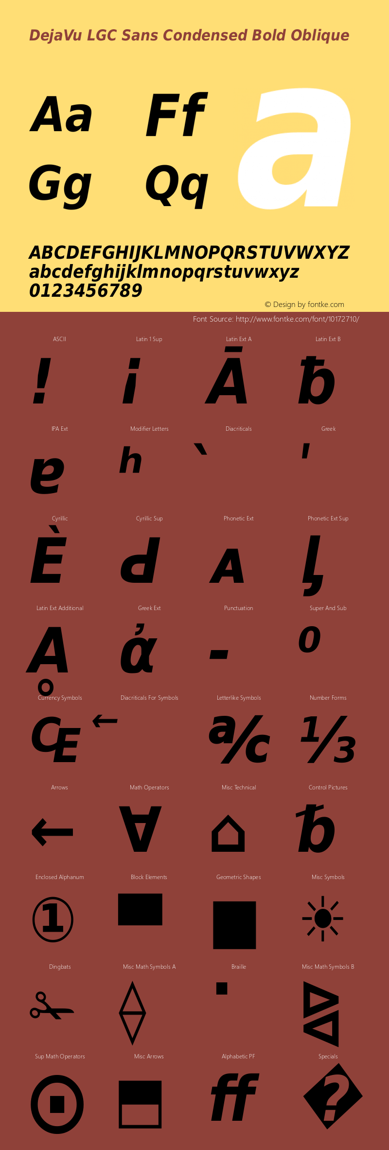 DejaVu LGC Sans Condensed Bold Oblique Version 2.9 Font Sample