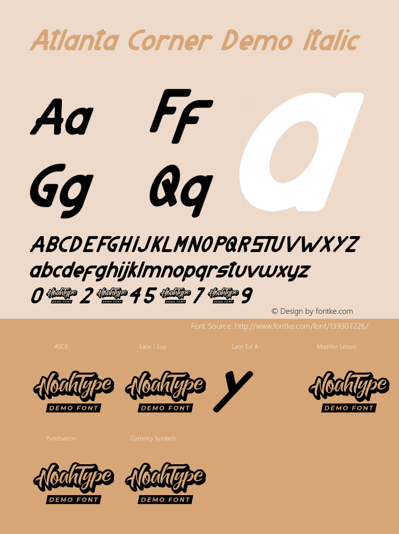 Atlanta Corner Demo Italic Version 1.002;Fontself Maker 3.5.4 Font Sample
