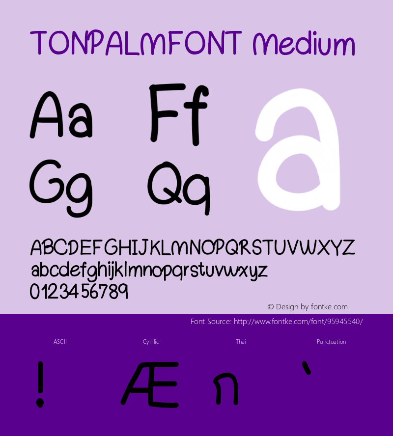 TONPALMFONT Version 001.000 Font Sample