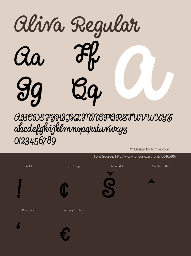 Aliva Regular Version 1.000 Font Sample