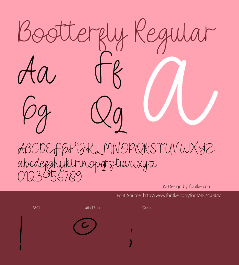 Bootterfly Version 1.00;December 11, 2019;FontCreator 11.5.0.2427 64-bit Font Sample