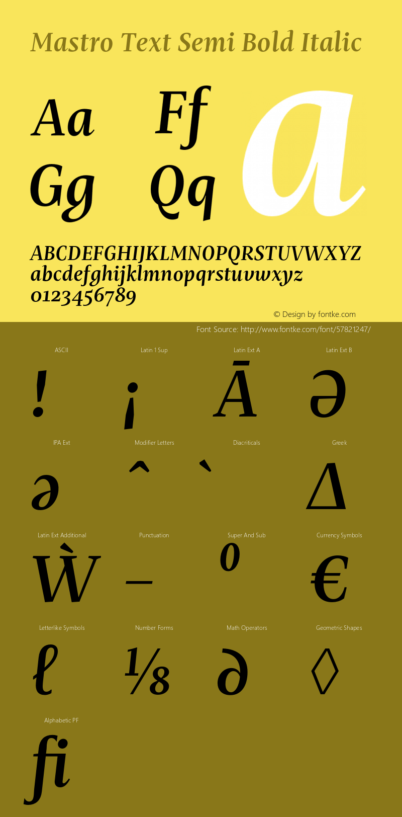 Mastro Text Semi Bold Italic Version 1.000;hotconv 1.0.109;makeotfexe 2.5.65596 Font Sample