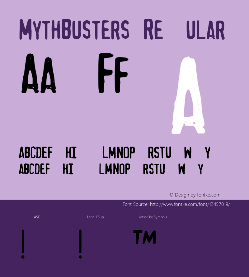 MythBusters Regular Version 1.001 2011 Font Sample