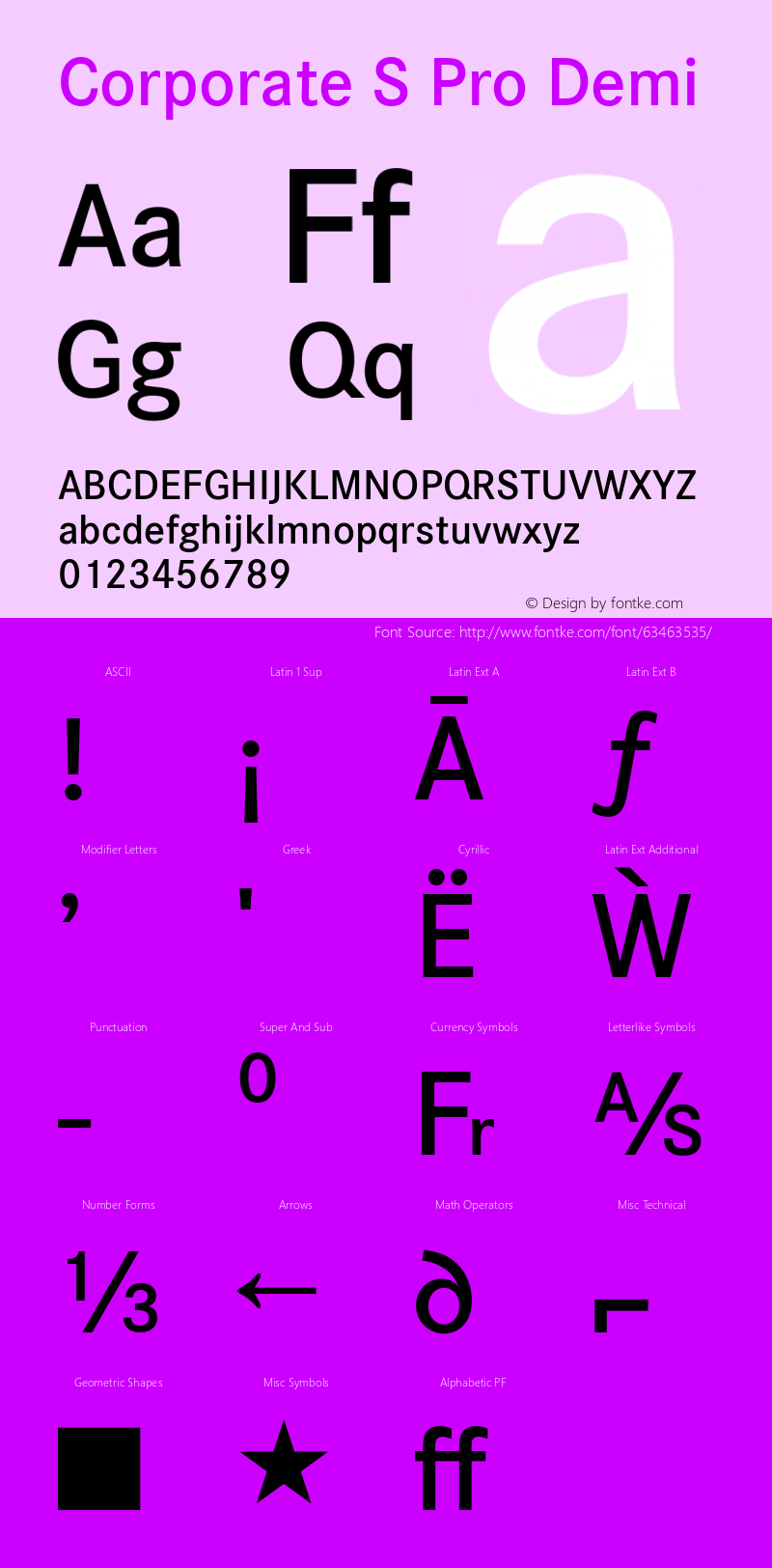 Corporate S Pro Demi Version 1.40 Font Sample