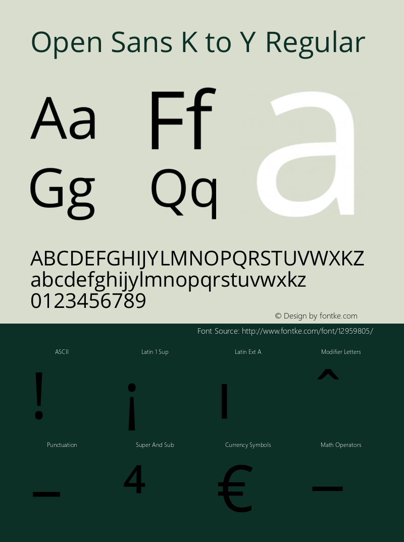 Open Sans Y to K Regular Version 1.10 Font Sample