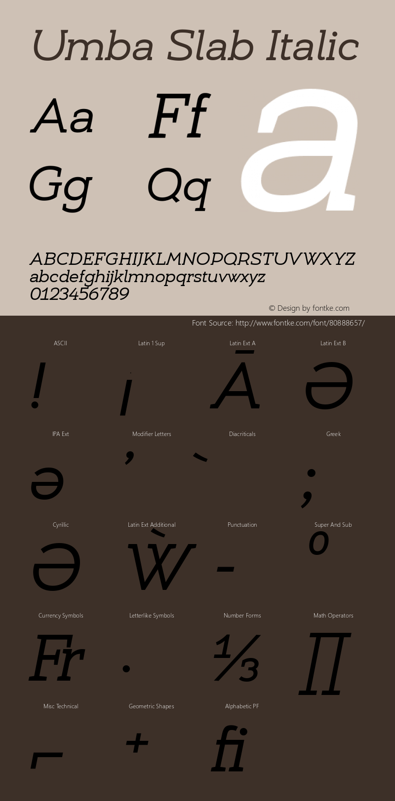 Umba Slab Italic Version 2.010;PS 002.010;hotconv 1.0.88;makeotf.lib2.5.64775 Font Sample