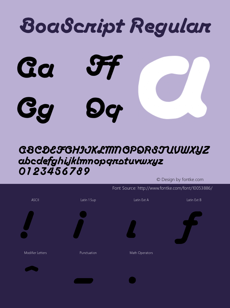 BoaScript Regular Altsys Fontographer 3.5  28.09.1993 Font Sample