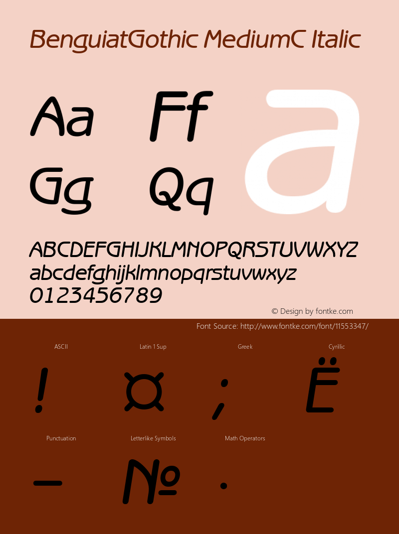 BenguiatGothic MediumC Italic Version 001.000 Font Sample