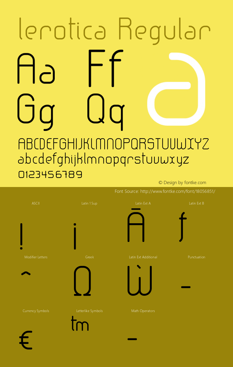 lerotica Regular Version 1.001 2011 Font Sample