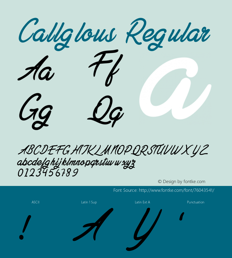 Callglous Version 1.002;Fontself Maker 3.5.1 Font Sample