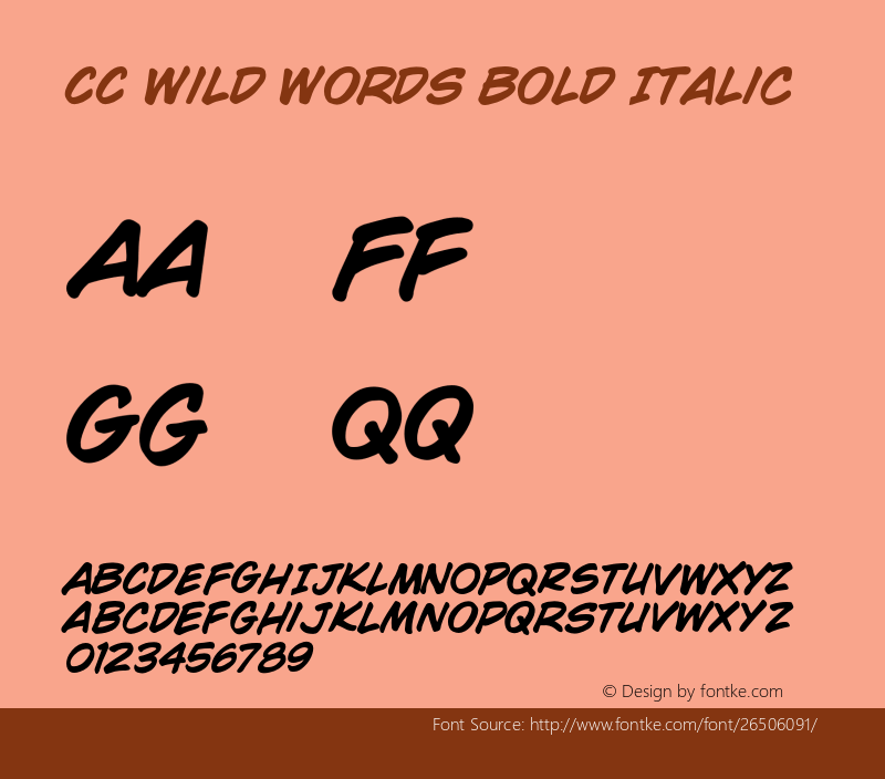 CCWildWordsBoldItalic 001.000 Font Sample