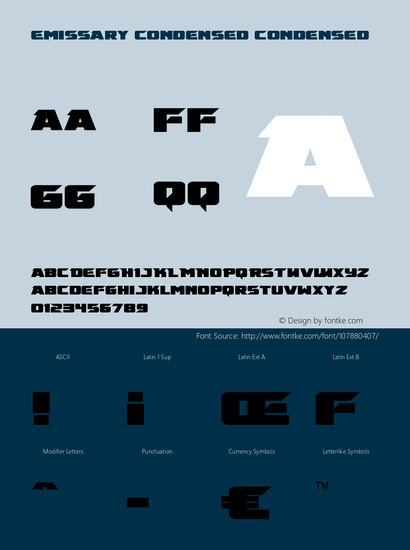 Emissary Condensed Version 1.2; 2021 Font Sample