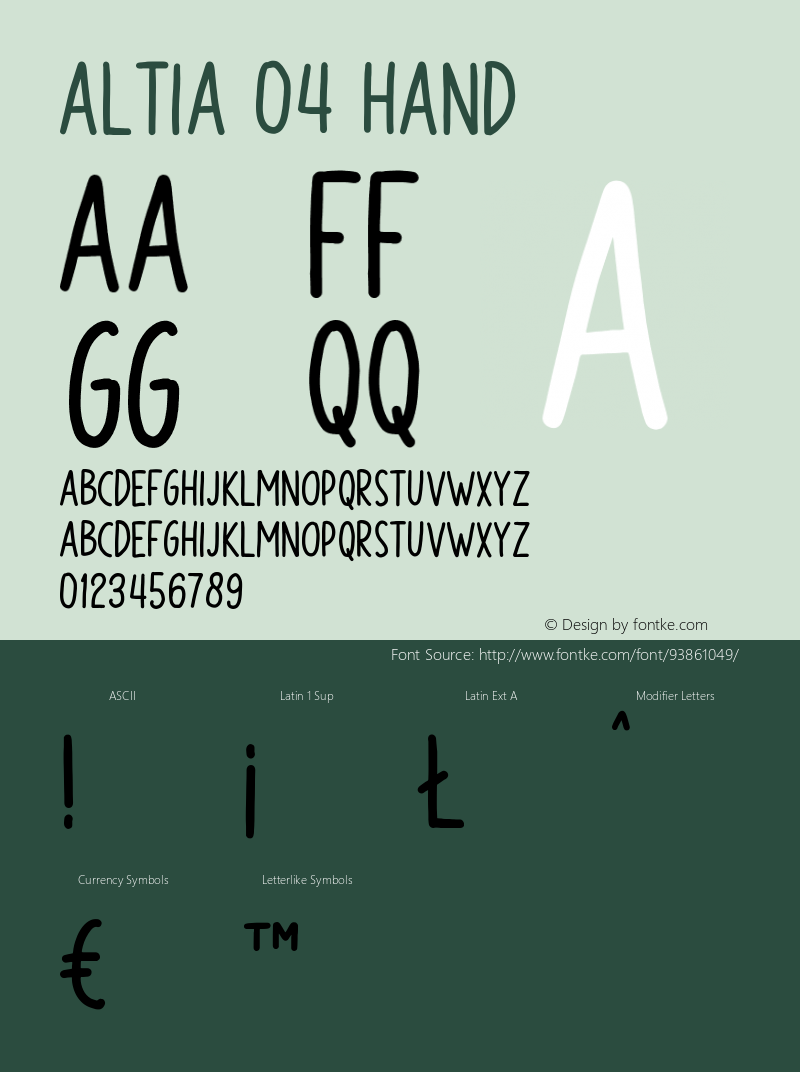 Altia 04 Hand 1.000 Font Sample