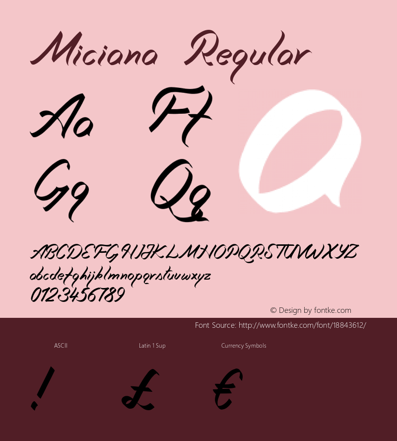 Miciana Regular Version 1.000 Font Sample