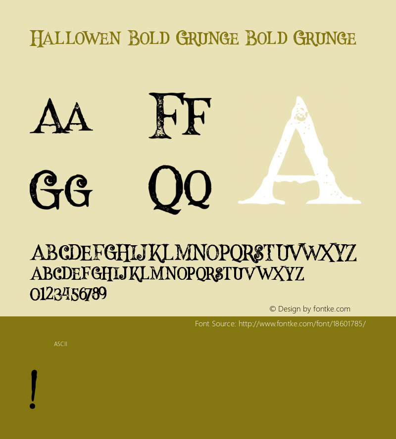 Hallowen Bold Grunge Bold Grunge Version 1.000 Font Sample