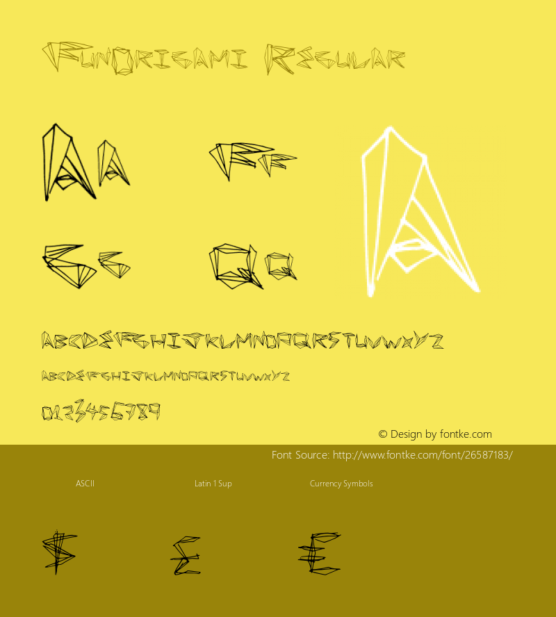 FunOrigami Version 1.00 March 21, 2013, initial release Font Sample