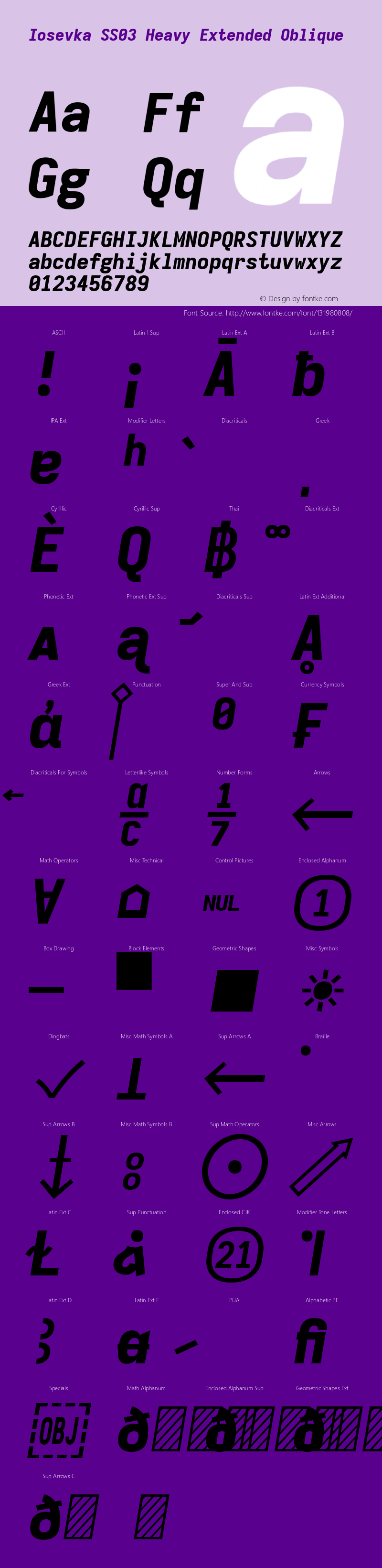 Iosevka SS03 Heavy Extended Oblique Version 5.0.8; ttfautohint (v1.8.3) Font Sample