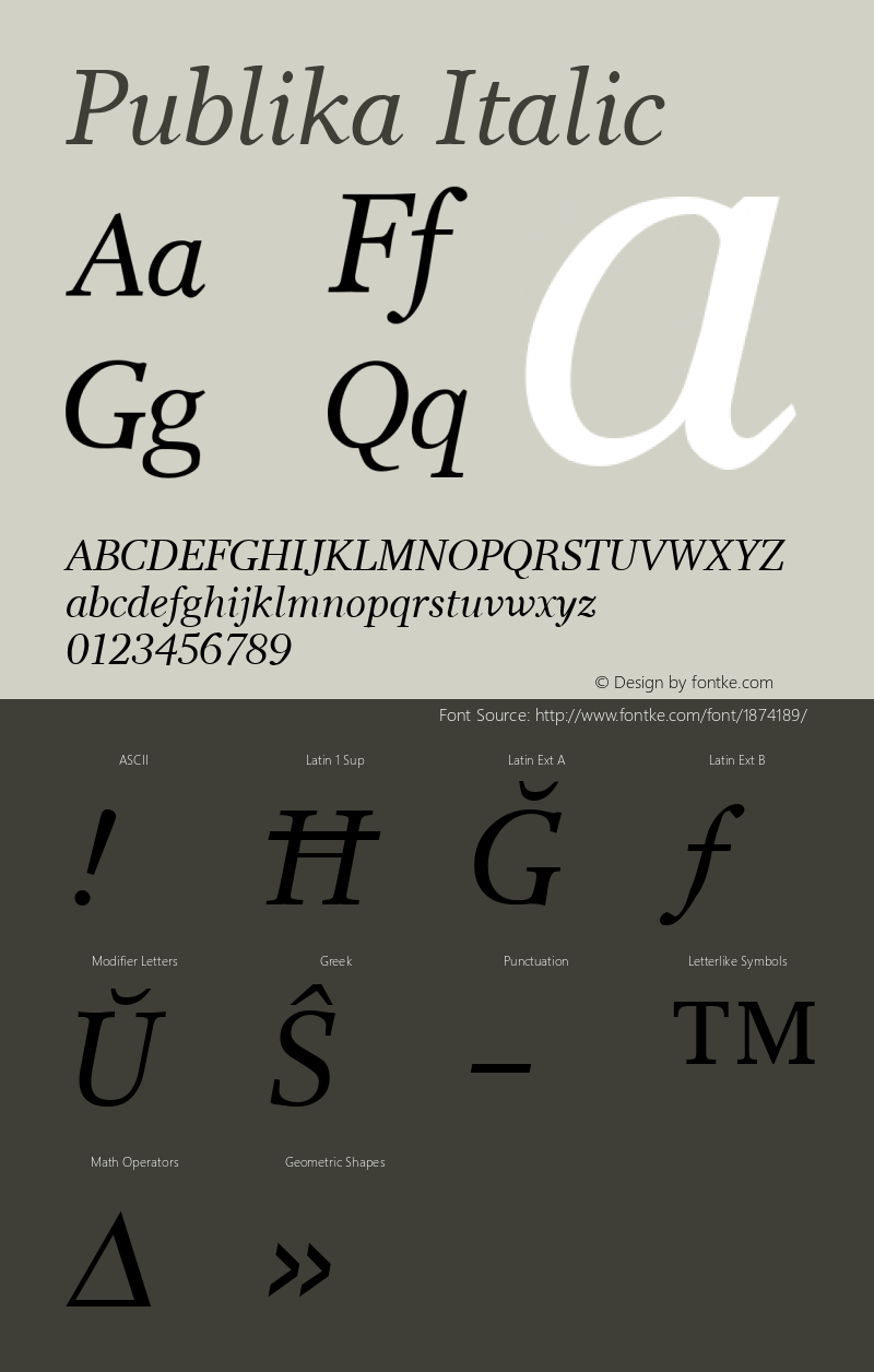 Publika Italic Altsys Fontographer 3.5  92-06-01 Font Sample