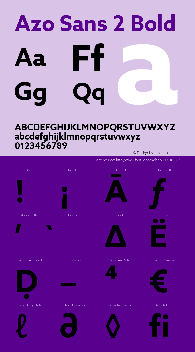 Azo Sans 2 Bold Version 2.001 Font Sample