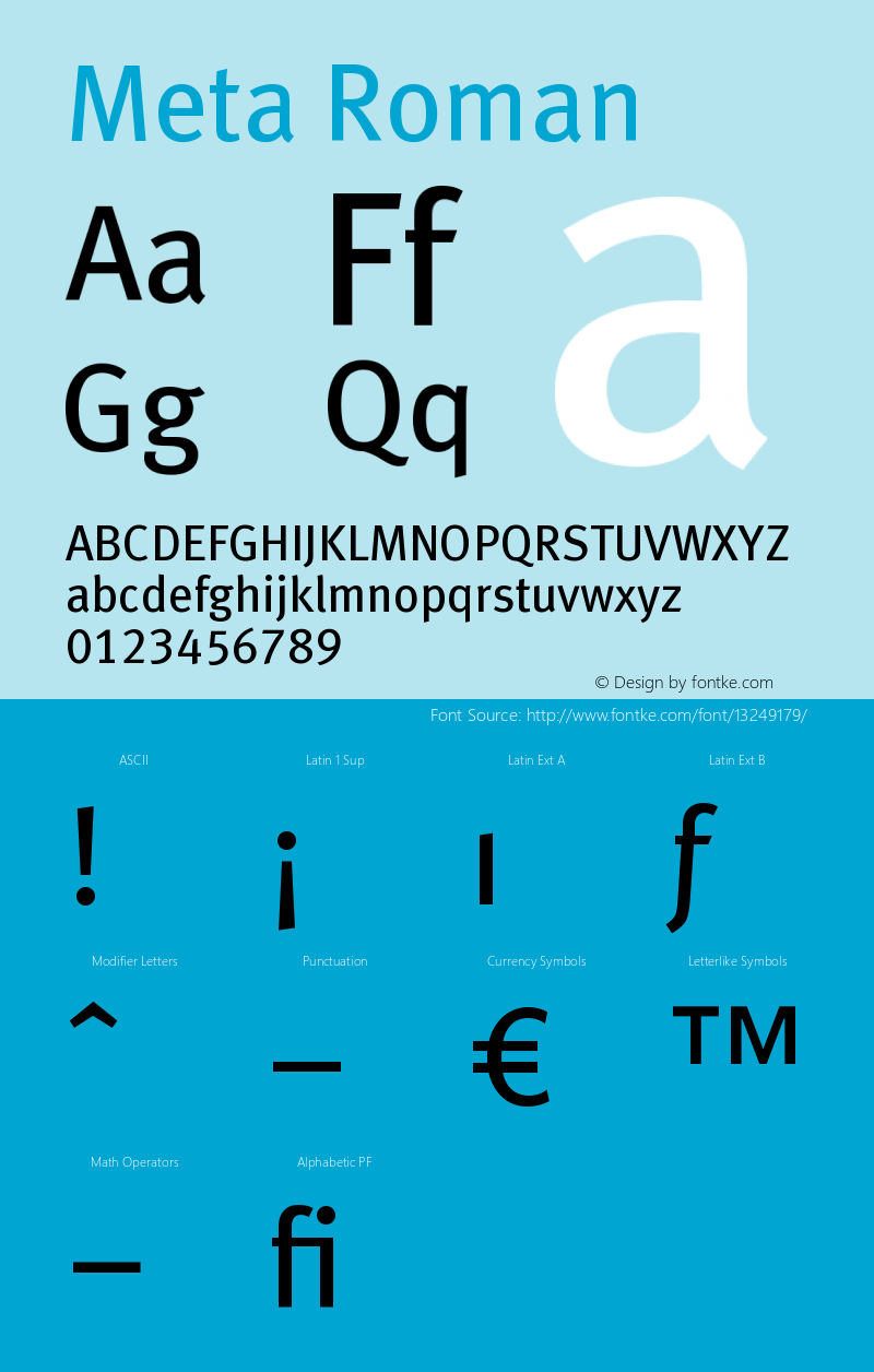 Meta Roman Version 004.301 Font Sample