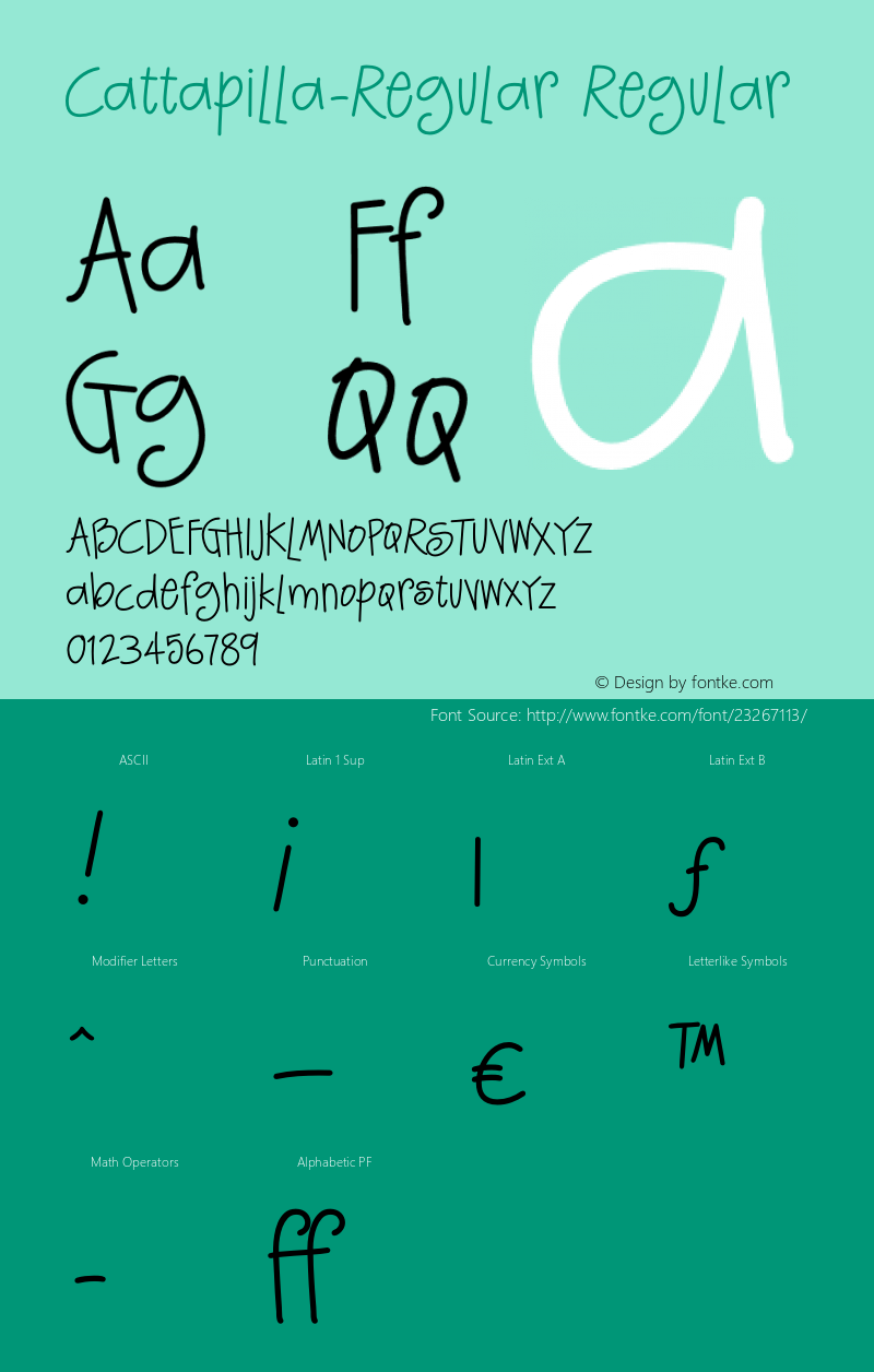 Cattapilla  Regular Version 1.00 Font Sample