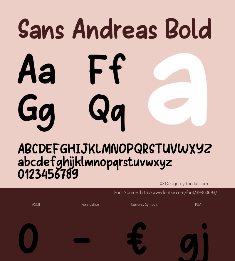 Sans Andreas Bold Version 001.000 Font Sample