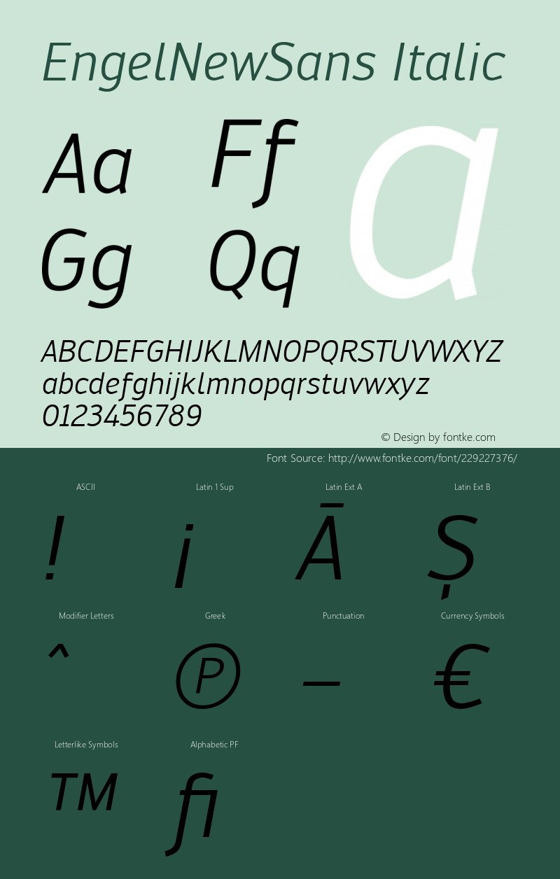 EngelNewSans Italic Version 1.001; ttfautohint (v1.5)图片样张
