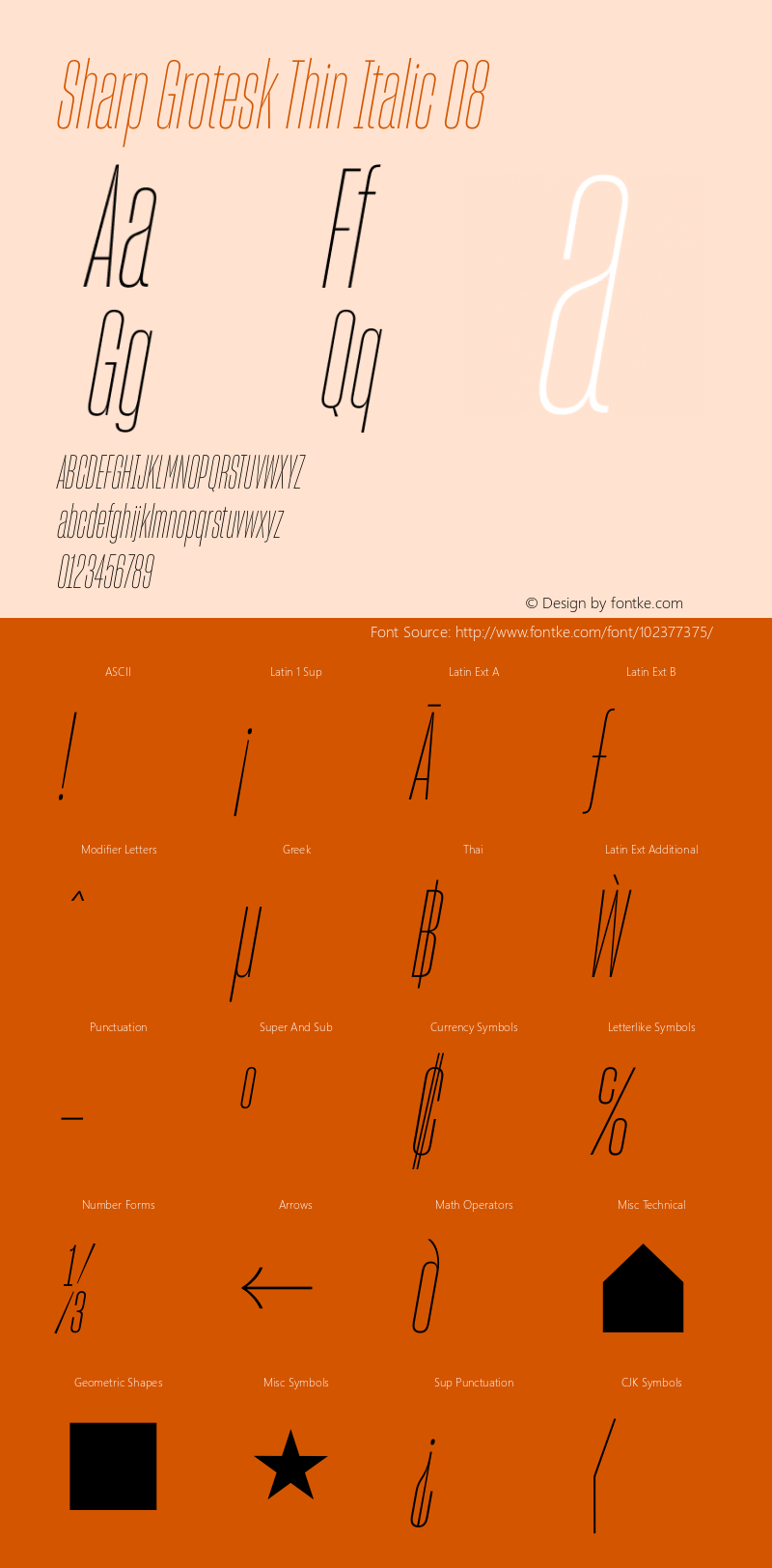 Sharp Grotesk Thin Italic 08 Version 1.003 Font Sample