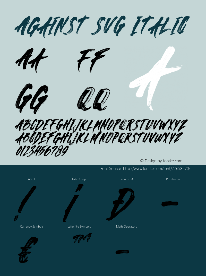 Against SVG Italic Version 1.00;June 12, 2020;FontCreator 12.0.0.2563 64-bit Font Sample