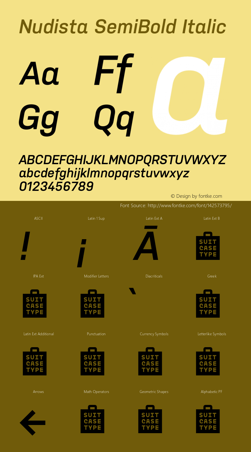 Nudista SemiBold Italic Version 1.100;hotconv 1.0.109;makeotfexe 2.5.65596 Font Sample