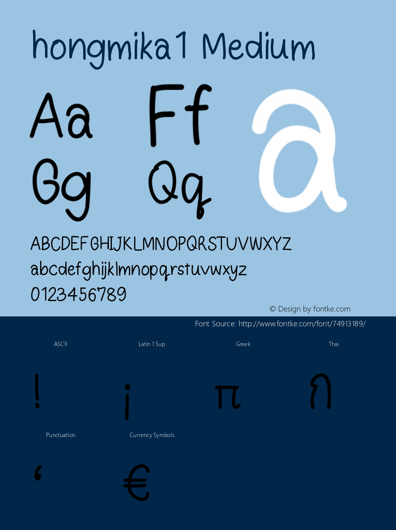 hongmika1 Version 001.000 Font Sample