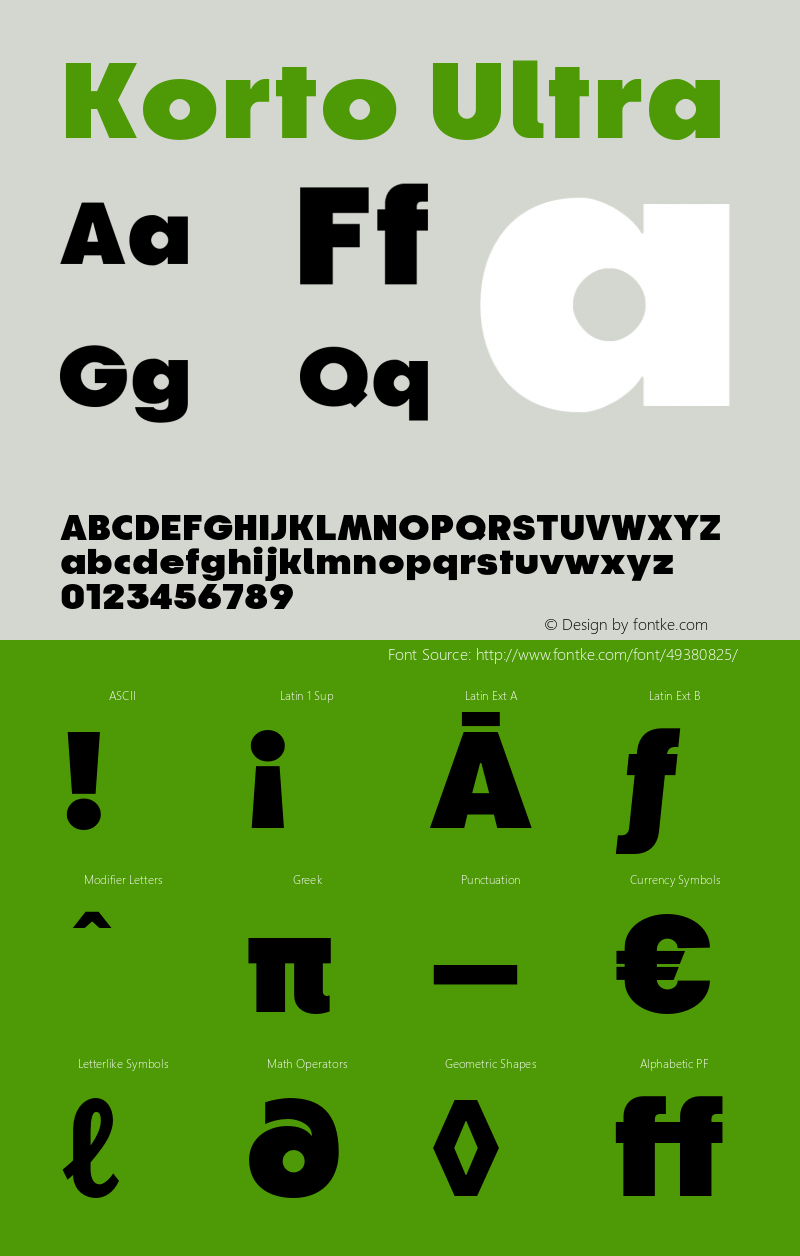 Korto-Ultra Version 1.00 Font Sample