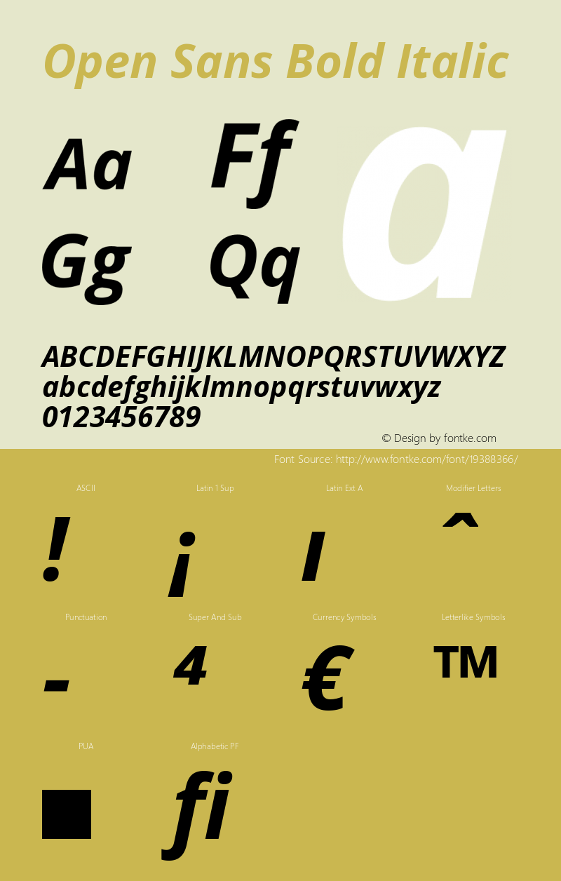 Open Sans Bold Italic Version 1.10 Font Sample