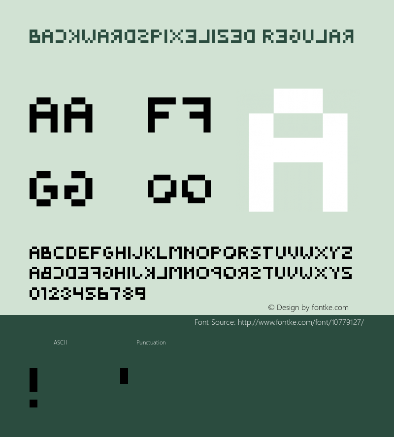 BackwardsPixelized Regular Version 1.0 Font Sample