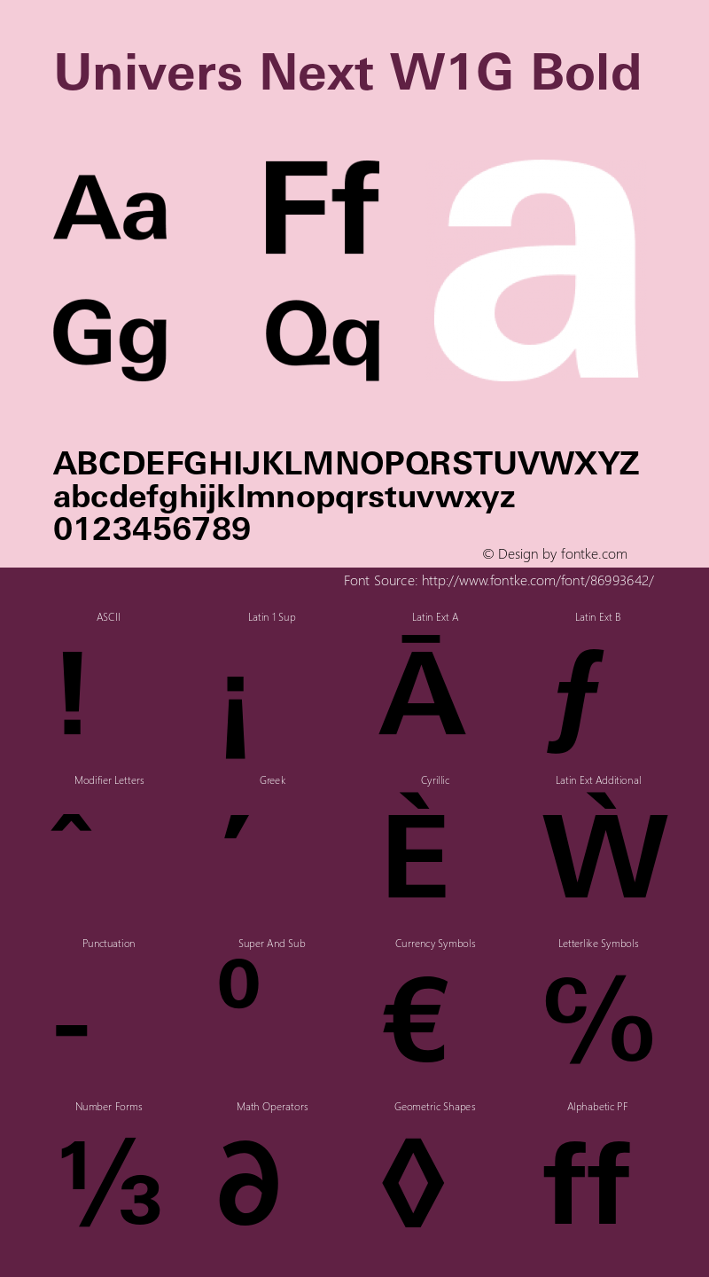 UniversNextW1G-Bold Version 1.00 Font Sample