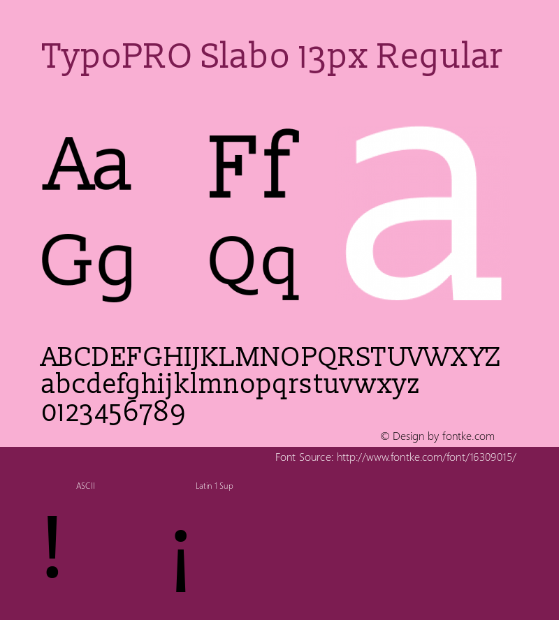 TypoPRO Slabo 13px Regular Version 1.02 Build 005a Font Sample